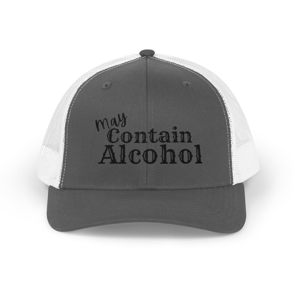 'May Contain Alcohol' Trucker Cap - Funny Snapback Mesh Hat for Parties & Gifts