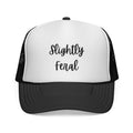 Slightly Feral Trucker Hat – Casual Mesh Cap with Script Text