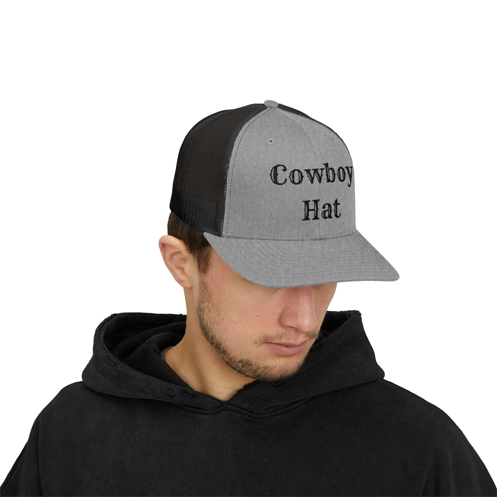 Cowboy Hat Trucker Cap — Western Text Snapback Mesh Hat