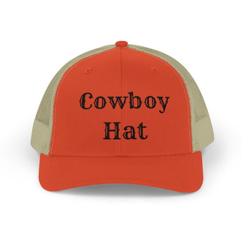 Cowboy Hat Trucker Cap — Western Text Snapback Mesh Hat