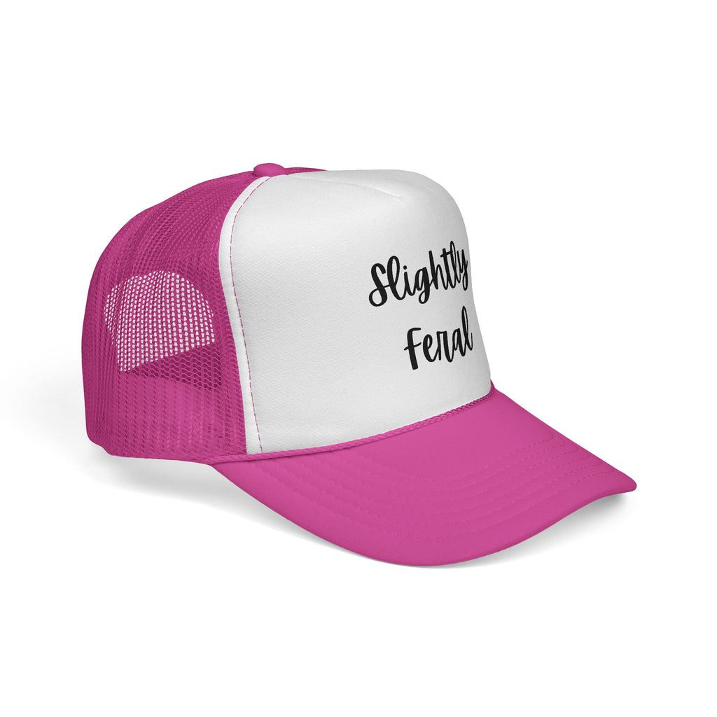 Slightly Feral Trucker Hat – Casual Mesh Cap with Script Text