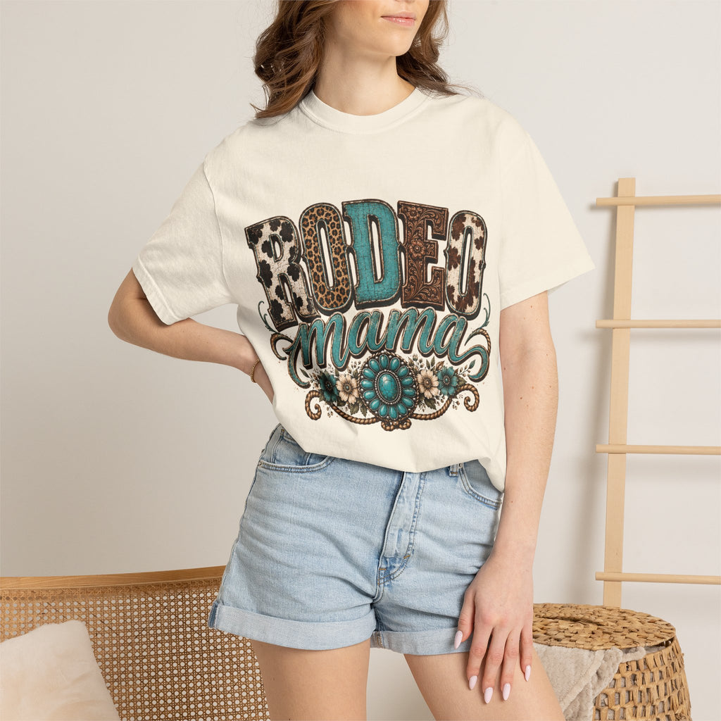 Rodeo Mama T-Shirt — Leopard & Turquoise Western Graphic Tee