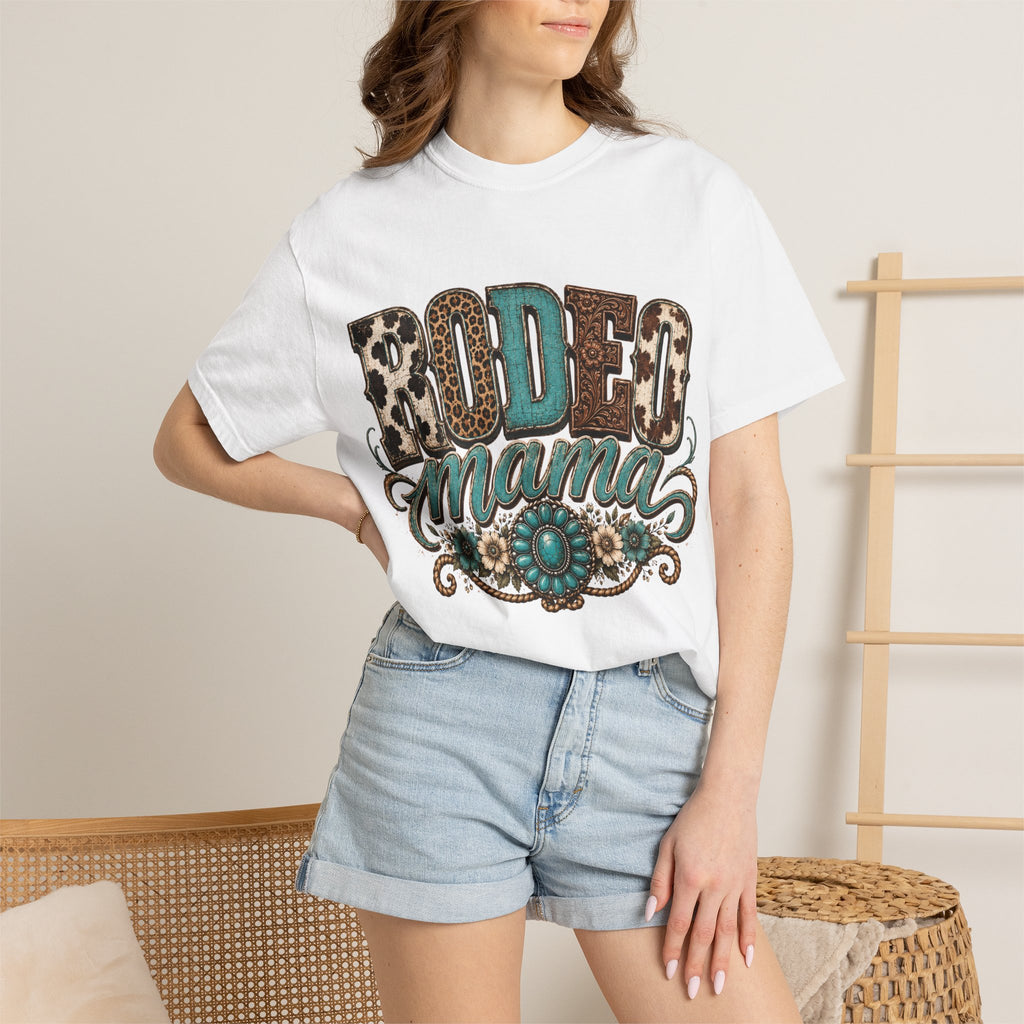 Rodeo Mama T-Shirt — Leopard & Turquoise Western Graphic Tee
