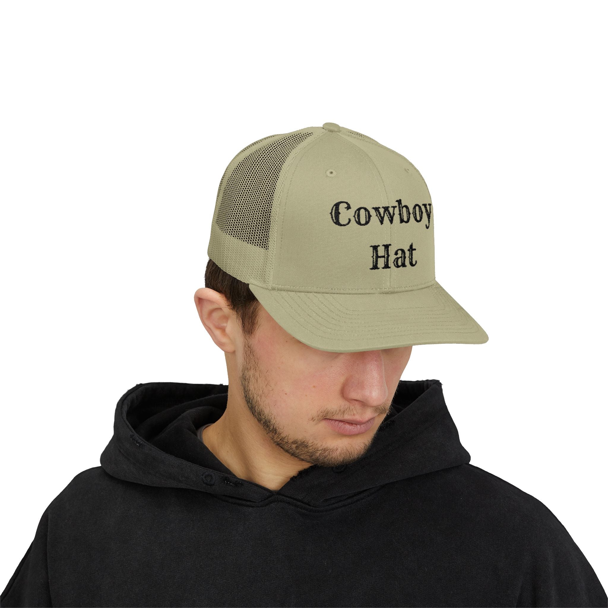 Cowboy Hat Trucker Cap — Western Text Snapback Mesh Hat