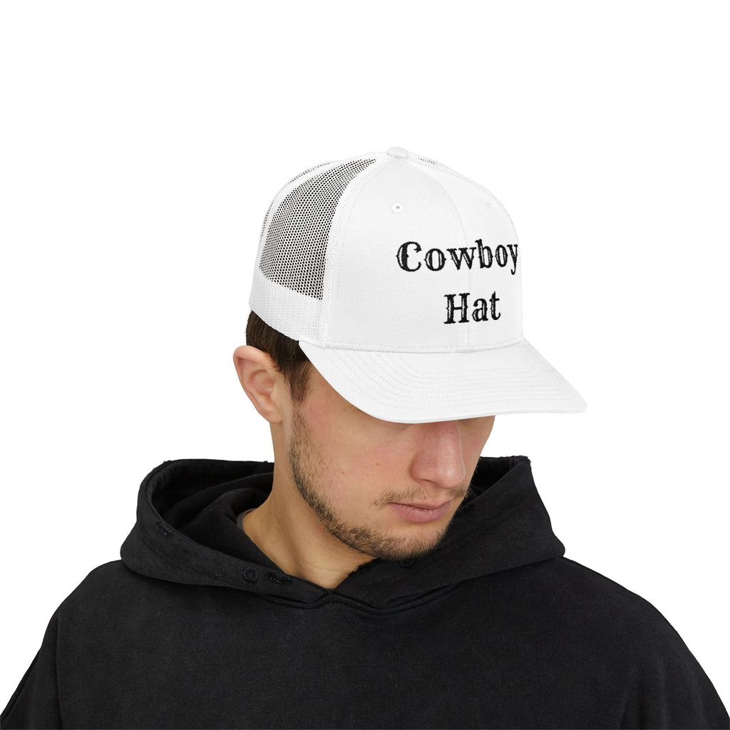 Cowboy Hat Trucker Cap — Western Text Snapback Mesh Hat