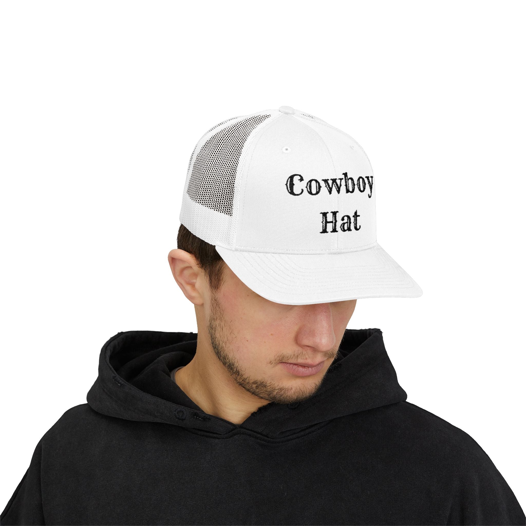 Cowboy Hat Trucker Cap — Western Text Snapback Mesh Hat