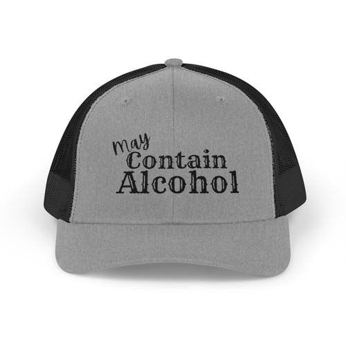 'May Contain Alcohol' Trucker Cap - Funny Snapback Mesh Hat for Parties & Gifts